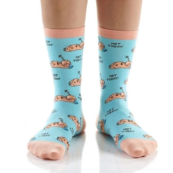 NWT Yo Sox Not Today Sleeping Pig  Women's Crew Sock Blue 3 Pack - Picture 3 of 7